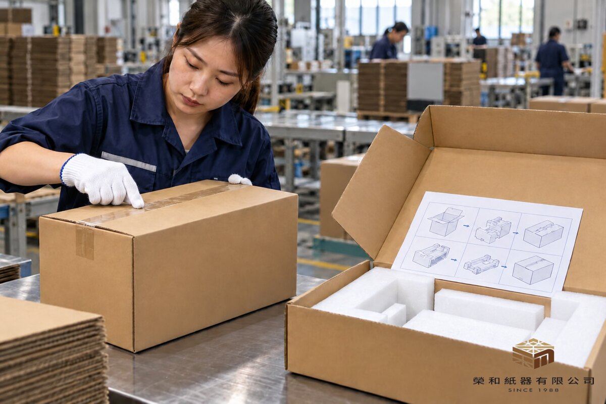 UN包裝量產封箱與內襯作業確認｜榮和紙器